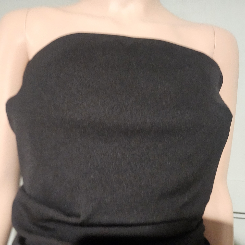 Zara Draped Strapless Asymmetric Top| Sculpted Waist|Minimalist Black Tube Top.S - Picture 7 of 15